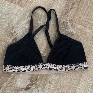 Calvin Klein Black Bralette with Leopard Accents